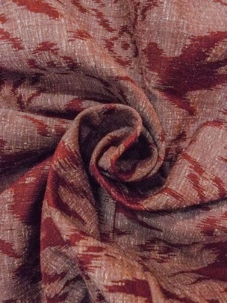 画像12: N0430Z  女性用 紬  シルク(正絹)   えんじ, 鳥 【中古】 【USED】 【リサイクル】 ★★★☆☆ (12)