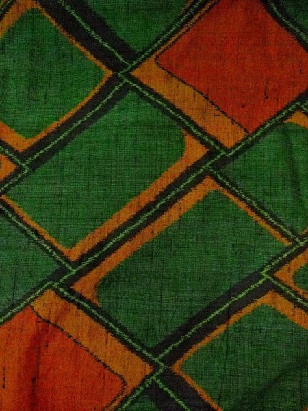 画像3: N0431A Mint  女性用 紬  シルク(正絹)   緑色, 菱 【中古】 【USED】 【リサイクル】 ★★★★☆ (3)