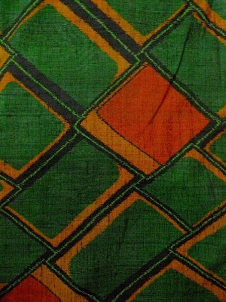 画像4: N0431A Mint  女性用 紬  シルク(正絹)   緑色, 菱 【中古】 【USED】 【リサイクル】 ★★★★☆ (4)