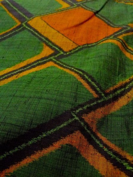 画像10: N0431A Mint  女性用 紬  シルク(正絹)   緑色, 菱 【中古】 【USED】 【リサイクル】 ★★★★☆ (10)