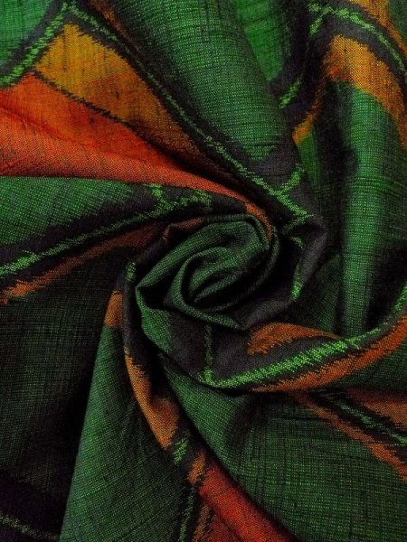 画像12: N0431A Mint  女性用 紬  シルク(正絹)   緑色, 菱 【中古】 【USED】 【リサイクル】 ★★★★☆ (12)