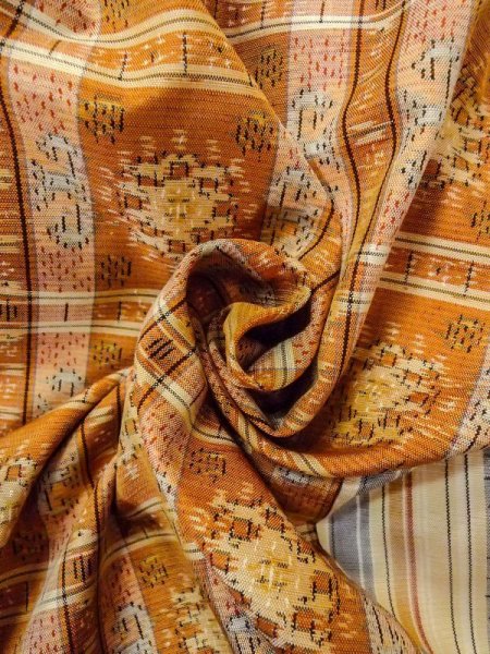 画像12: N0431B  女性用 紬  シルク(正絹)   ベージュ, 縞 【中古】 【USED】 【リサイクル】 ★★★☆☆ (12)