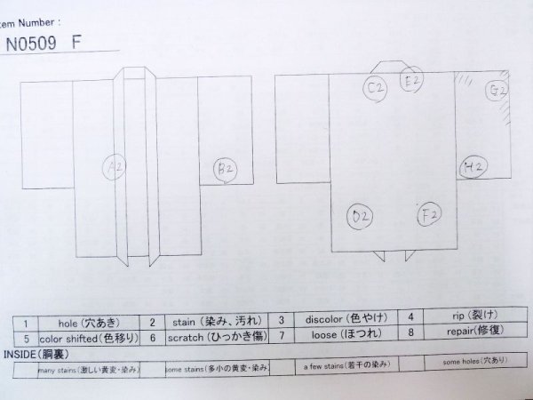 画像13: N0509F  女性用 羽織  シルク（正絹）   青, つた 【中古】 【USED】 【リサイクル】 ★★☆☆☆ (13)