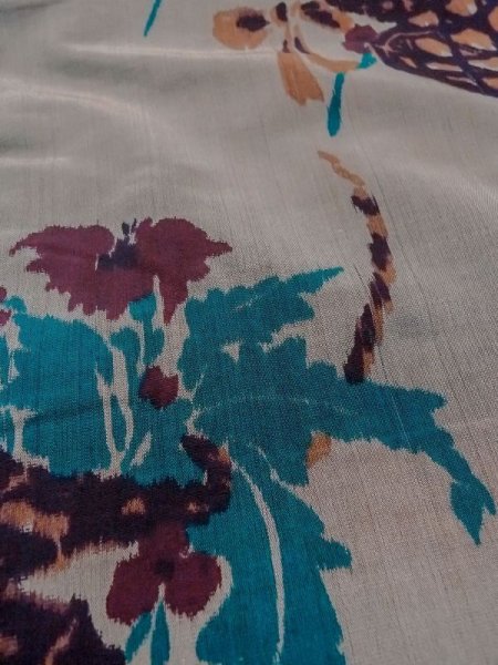 画像10: N0509H  女性用 羽織  シルク(正絹)   灰色, 花 【中古】 【USED】 【リサイクル】 ★★★☆☆ (10)