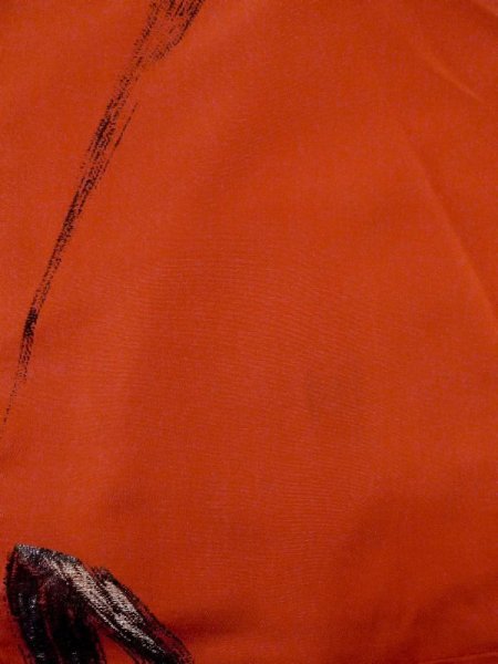 画像3: N0509L  女性用 織  シルク（正絹）  赤み 橙色, 抽象的模様 【中古】 【USED】 【リサイクル】 ★★☆☆☆ (3)