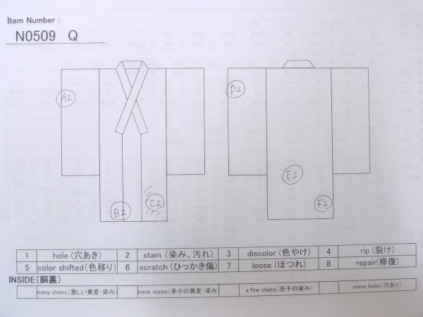 画像13: N0509Q  女性用 小紋  シルク(正絹)  灰色がかった 水色, 菊 【中古】 【USED】 【リサイクル】 ★★★☆☆ (13)