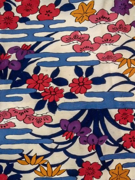 画像3: N0509R  女性用 小紋  シルク(正絹)   白, 菊 【中古】 【USED】 【リサイクル】 ★★★☆☆ (3)