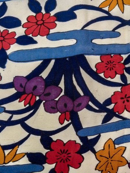 画像5: N0509R  女性用 小紋  シルク(正絹)   白, 菊 【中古】 【USED】 【リサイクル】 ★★★☆☆ (5)