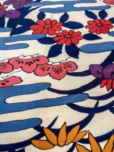 画像8: N0509R  女性用 小紋  シルク(正絹)   白, 菊 【中古】 【USED】 【リサイクル】 ★★★☆☆ (8)