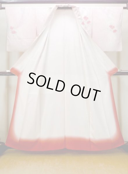 画像2: N0509S  女性用 小紋  シルク(正絹)  淡い 桃色, 花 【中古】 【USED】 【リサイクル】 ★★★☆☆ (2)