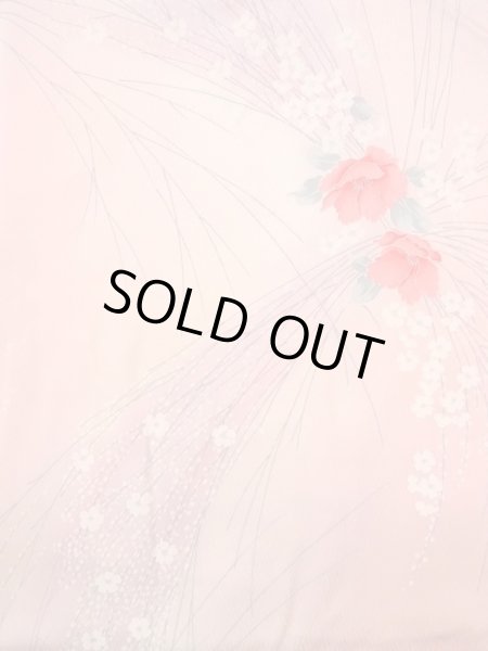 画像3: N0509S  女性用 小紋  シルク(正絹)  淡い 桃色, 花 【中古】 【USED】 【リサイクル】 ★★★☆☆ (3)