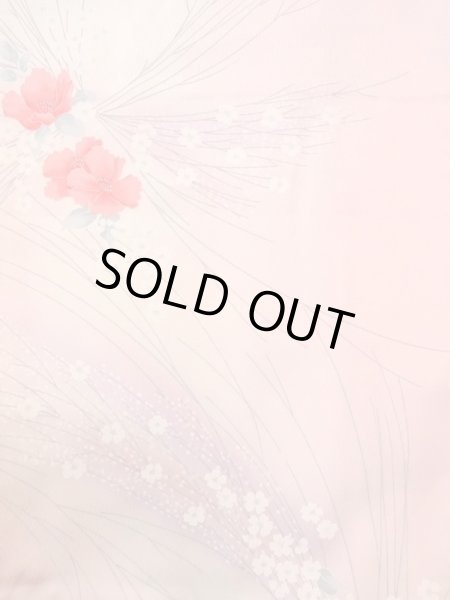 画像4: N0509S  女性用 小紋  シルク(正絹)  淡い 桃色, 花 【中古】 【USED】 【リサイクル】 ★★★☆☆ (4)