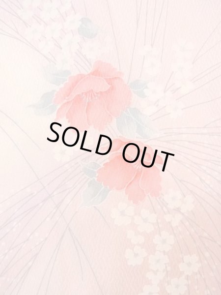 画像6: N0509S  女性用 小紋  シルク(正絹)  淡い 桃色, 花 【中古】 【USED】 【リサイクル】 ★★★☆☆ (6)