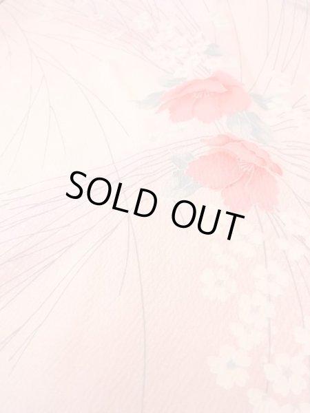 画像8: N0509S  女性用 小紋  シルク(正絹)  淡い 桃色, 花 【中古】 【USED】 【リサイクル】 ★★★☆☆ (8)