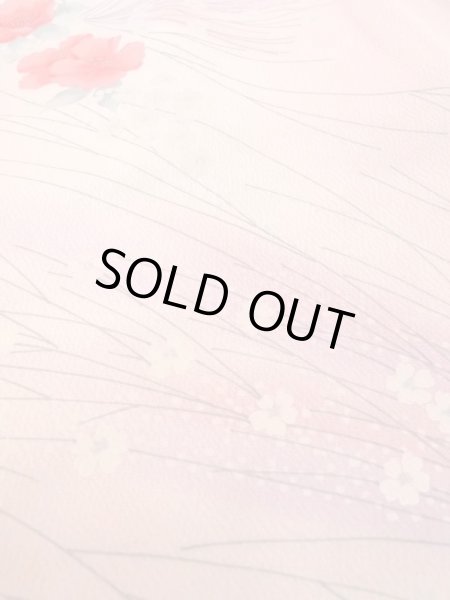 画像10: N0509S  女性用 小紋  シルク(正絹)  淡い 桃色, 花 【中古】 【USED】 【リサイクル】 ★★★☆☆ (10)