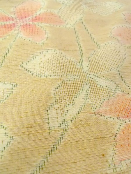 画像9: N0509U Mint  女性用 紬  シルク（正絹）   ベージュ, 花 【中古】 【USED】 【リサイクル】 ★★★★☆ (9)