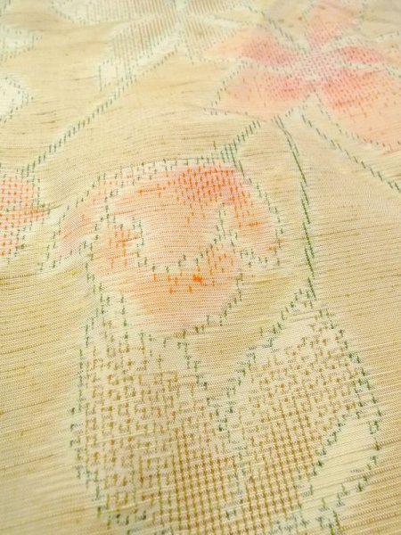 画像10: N0509U Mint  女性用 紬  シルク（正絹）   ベージュ, 花 【中古】 【USED】 【リサイクル】 ★★★★☆ (10)