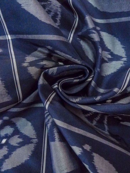 画像12: N0509W  女性用 紬  シルク(正絹)   藍, 扇 【中古】 【USED】 【リサイクル】 ★★★☆☆ (12)