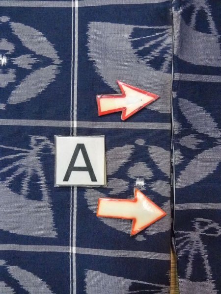 画像14: N0509W  女性用 紬  シルク(正絹)   藍, 扇 【中古】 【USED】 【リサイクル】 ★★★☆☆ (14)