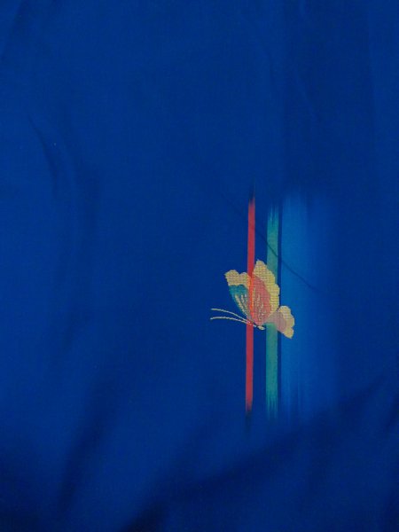 画像4: N0509Z Mint  女性用 織  シルク（正絹）   青, 蝶々 【中古】 【USED】 【リサイクル】 ★★★★☆ (4)