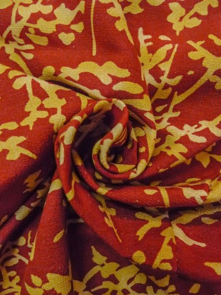 画像12: N0510C  女性用 小紋  シルク(正絹)   朱赤, 木 【中古】 【USED】 【リサイクル】 ★★★☆☆ (12)