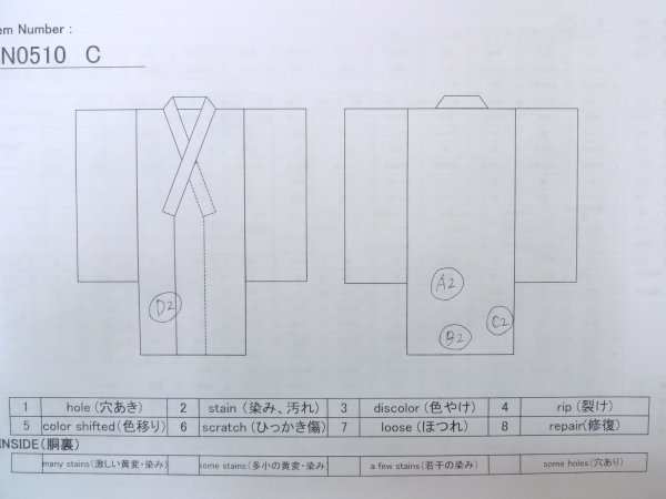 画像13: N0510C  女性用 小紋  シルク(正絹)   朱赤, 木 【中古】 【USED】 【リサイクル】 ★★★☆☆ (13)