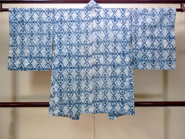 画像2: N0529B  女性用 羽織  シルク(正絹)   白, 更紗 【中古】 【USED】 【リサイクル】 ★★★☆☆ (2)