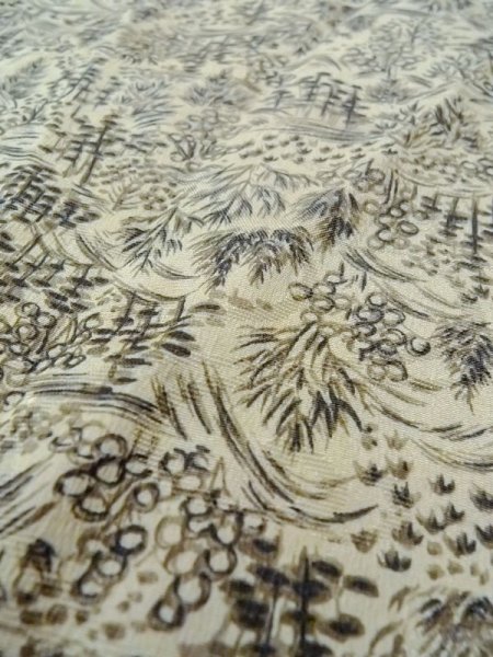 画像10: N0529F  女性用 羽織  シルク(正絹)  淡い 灰色, 風景 【中古】 【USED】 【リサイクル】 ★★☆☆☆ (10)