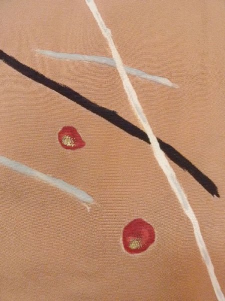 画像6: N0529L  女性用 羽織  シルク(正絹)   ベージュ, 花 【中古】 【USED】 【リサイクル】 ★★☆☆☆ (6)