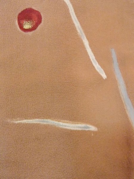 画像7: N0529L  女性用 羽織  シルク(正絹)   ベージュ, 花 【中古】 【USED】 【リサイクル】 ★★☆☆☆ (7)