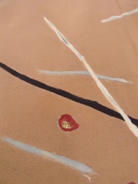 画像8: N0529L  女性用 羽織  シルク(正絹)   ベージュ, 花 【中古】 【USED】 【リサイクル】 ★★☆☆☆ (8)