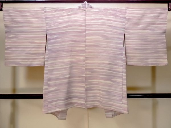 画像2: N0529R  女性用 羽織  シルク（正絹）   白, 線 【中古】 【USED】 【リサイクル】 ★★☆☆☆ (2)