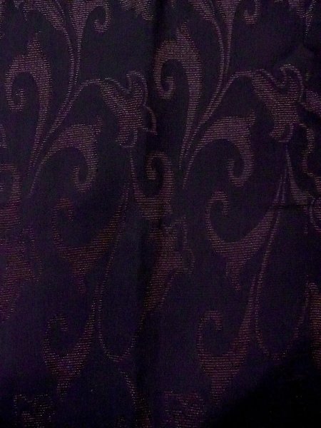 画像4: N0529V  女性用 道行  シルク（正絹）   黒, 唐花 【中古】 【USED】 【リサイクル】 ★★★☆☆ (4)