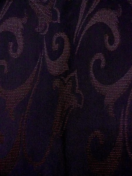 画像7: N0529V  女性用 道行  シルク（正絹）   黒, 唐花 【中古】 【USED】 【リサイクル】 ★★★☆☆ (7)