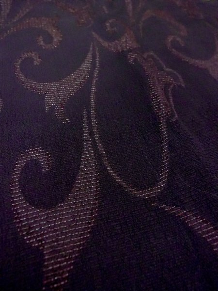 画像10: N0529V  女性用 道行  シルク（正絹）   黒, 唐花 【中古】 【USED】 【リサイクル】 ★★★☆☆ (10)