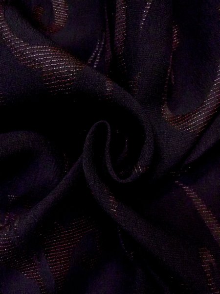 画像11: N0529V  女性用 道行  シルク（正絹）   黒, 唐花 【中古】 【USED】 【リサイクル】 ★★★☆☆ (11)