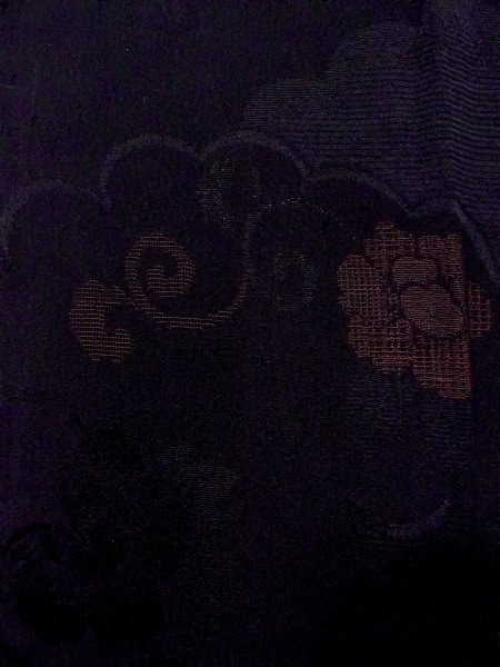 画像6: N0529W  女性用 道行  シルク（正絹）   黒, ぼたん 【中古】 【USED】 【リサイクル】 ★★★☆☆ (6)