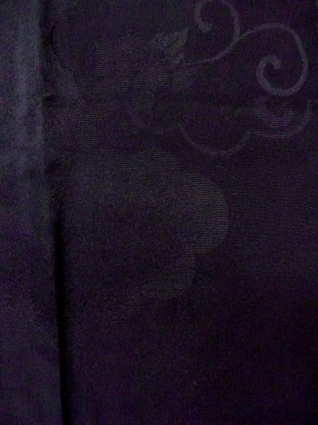 画像7: N0529W  女性用 道行  シルク（正絹）   黒, ぼたん 【中古】 【USED】 【リサイクル】 ★★★☆☆ (7)
