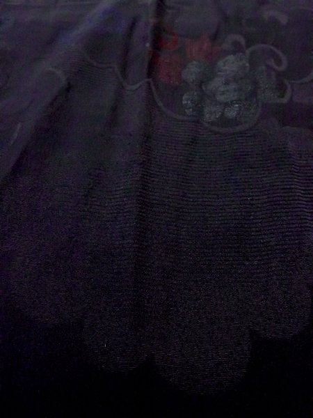画像10: N0529W  女性用 道行  シルク（正絹）   黒, ぼたん 【中古】 【USED】 【リサイクル】 ★★★☆☆ (10)