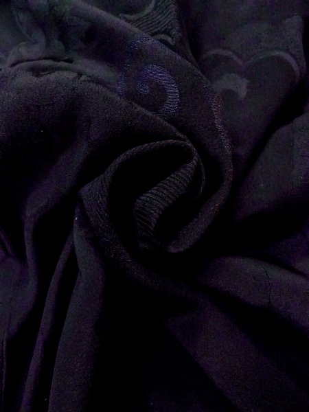 画像12: N0529W  女性用 道行  シルク（正絹）   黒, ぼたん 【中古】 【USED】 【リサイクル】 ★★★☆☆ (12)