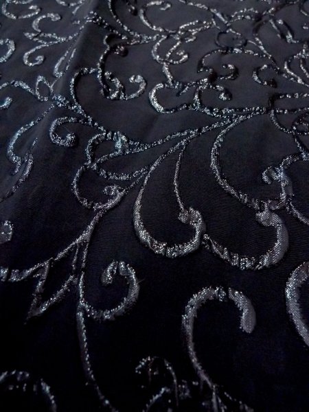 画像8: N0529X Mint  女性用 道行  シルク（正絹）   黒, 唐草 【中古】 【USED】 【リサイクル】 ★★★★☆ (8)