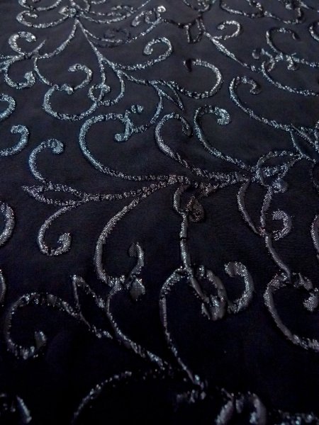 画像9: N0529X Mint  女性用 道行  シルク（正絹）   黒, 唐草 【中古】 【USED】 【リサイクル】 ★★★★☆ (9)