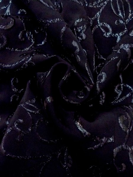 画像12: N0529X Mint  女性用 道行  シルク（正絹）   黒, 唐草 【中古】 【USED】 【リサイクル】 ★★★★☆ (12)