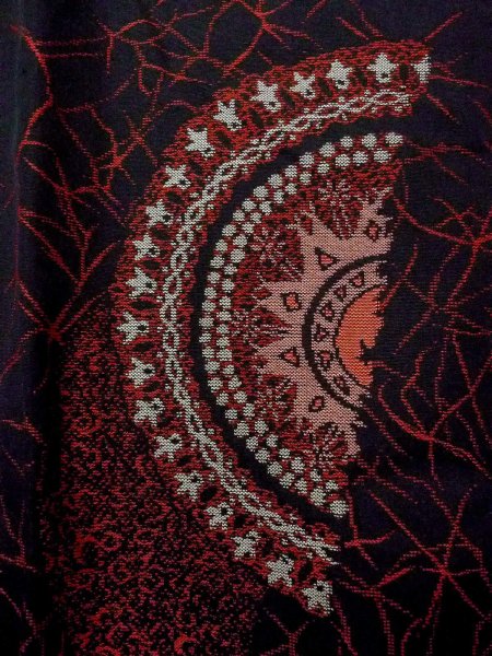 画像5: N0530A  女性用 道行  シルク（正絹）   黒, 氷割 【中古】 【USED】 【リサイクル】 ★★☆☆☆ (5)