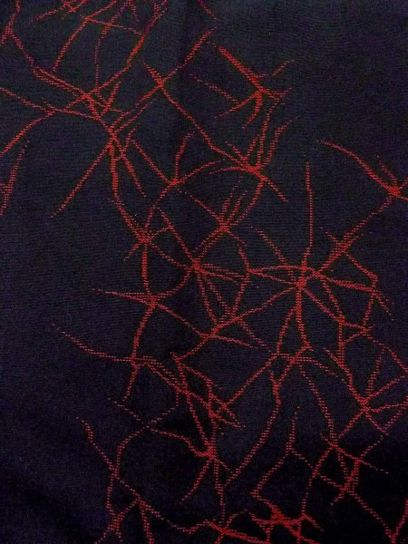 画像7: N0530A  女性用 道行  シルク（正絹）   黒, 氷割 【中古】 【USED】 【リサイクル】 ★★☆☆☆ (7)