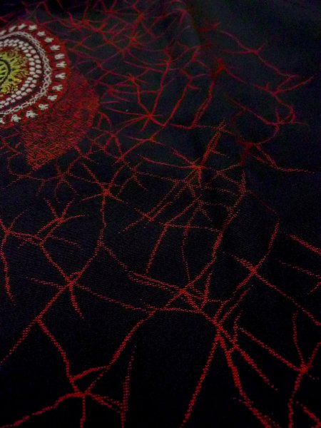 画像9: N0530A  女性用 道行  シルク（正絹）   黒, 氷割 【中古】 【USED】 【リサイクル】 ★★☆☆☆ (9)