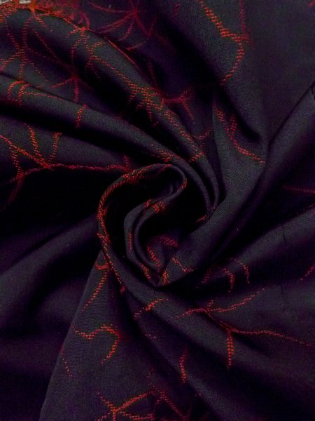 画像11: N0530A  女性用 道行  シルク（正絹）   黒, 氷割 【中古】 【USED】 【リサイクル】 ★★☆☆☆ (11)