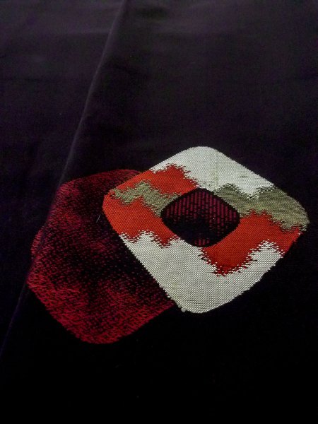 画像8: N0530D  女性用 道行  シルク（正絹）   黒, かのこ 【中古】 【USED】 【リサイクル】 ★★☆☆☆ (8)