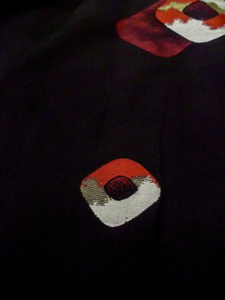 画像10: N0530D  女性用 道行  シルク（正絹）   黒, かのこ 【中古】 【USED】 【リサイクル】 ★★☆☆☆ (10)