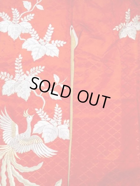 画像5: N0605A  女性用 掛下  シルク(正絹)  光沢のある 赤色, 鳳凰 【中古】 【USED】 【リサイクル】 ★★★☆☆ (5)